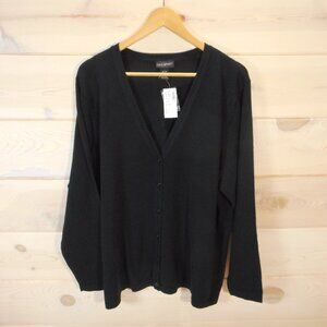 NWT Lane Bryant Women's Size 18/20 Cardigan Sweater Black V-neck Button-up